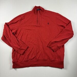 Polo Ralph Lauren 1/4 Zip 30/1 Double Knit Jersey Red Sweater Mens XL Pony Logo
